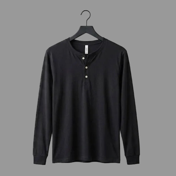 Giovenes Classic Slim-fit Black Henley