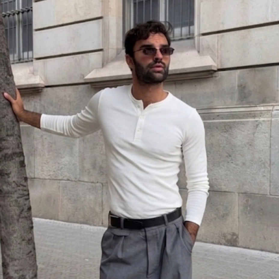Giovenes Classic Slim-fit White Henley