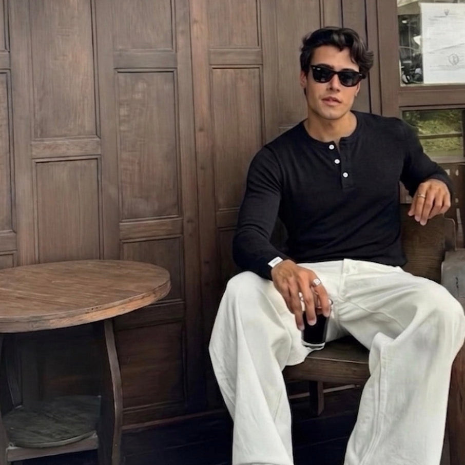 Giovenes Classic Slim-fit Black Henley